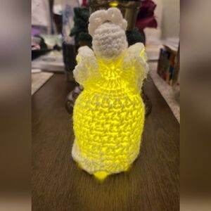 Hand Crafted Crochet Angel With Light Home/desk Decor